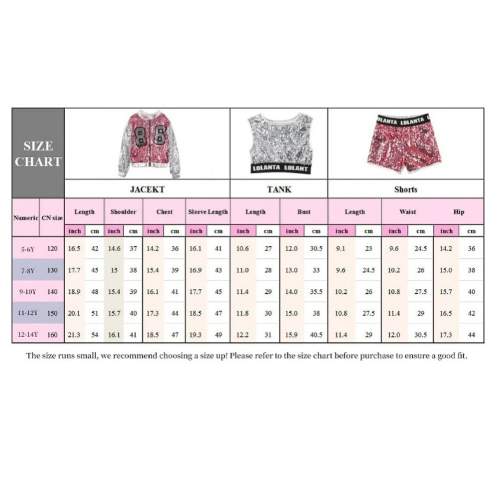 Lolanta Size 130cm Girls Silver Sequin Crop Top 1pc Hip Hop Dance Costume - Picture 8 of 8